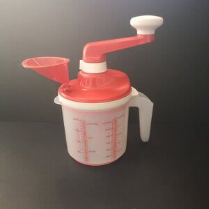 Tupperware Whip 'N Mix Chef Manual Mixer w/ 2 Gear Settings & Funnel Red